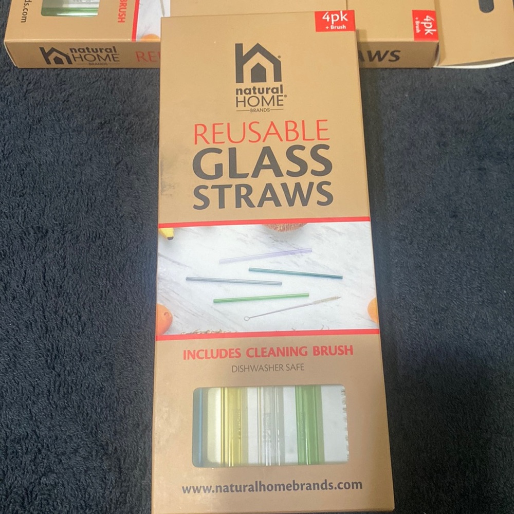 Reusable glass straws +cleaning brush